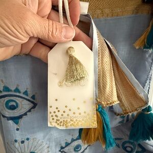 2 Chic Blue and Gold Eye Pattern Scarf